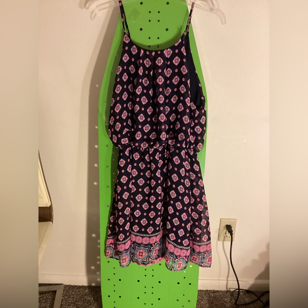 Peach Royal bohemian boho chic black and pink patterned hippy style dress
